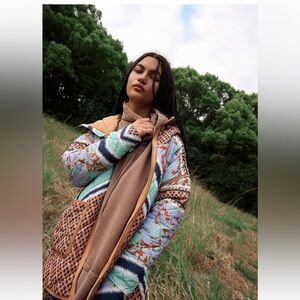 Free People Pria Printed Packable Puffer Jacket in the Prism Stitch